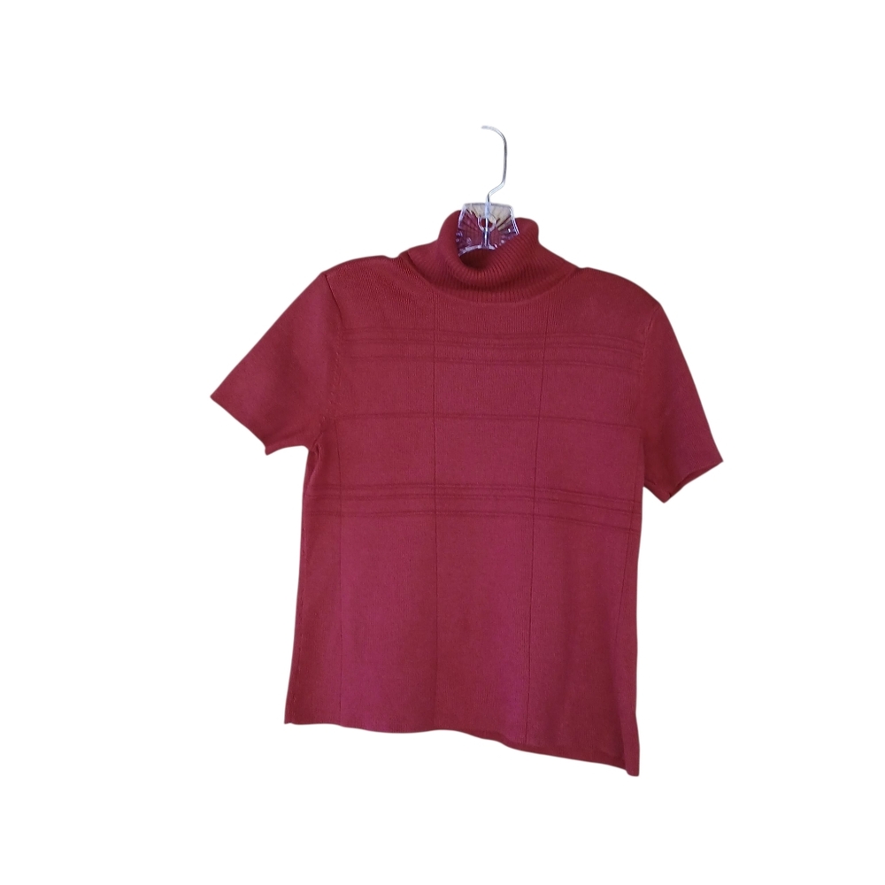 Christopher & Banks Red Short Sleeved Cotton Blend Turtleneck Sweater Medium
